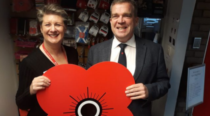 Annette Berry of RFEA with Gary Gray of PoppyScotland