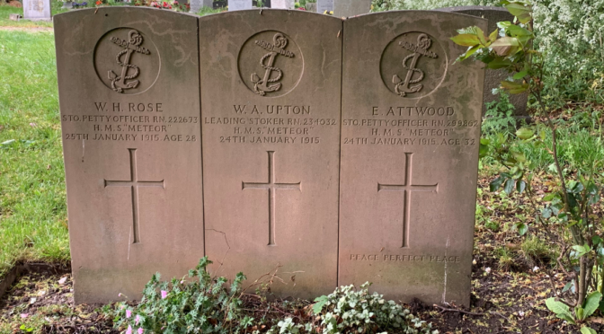 Three war graves for Royal Navy personnel who all died in 1915